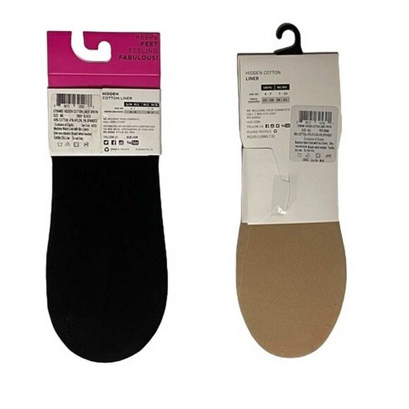 Hue Womens Hidden Cotton Liners Pack of Four (4) M/L - Picture 3 of 3